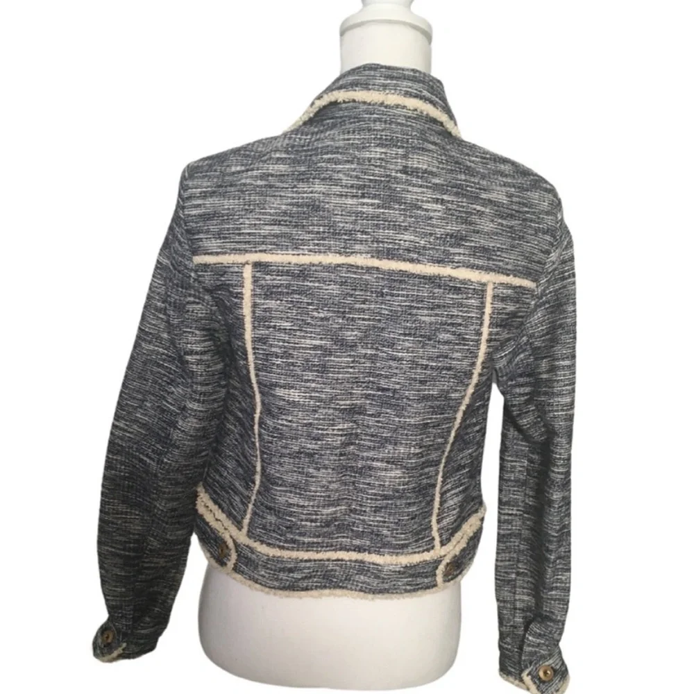 Anthropologie Ett:Twa Blue Tweed Blazer Jacket XS - Picture 5 of 9